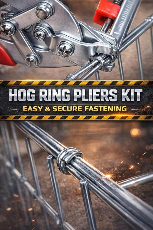 Seusoon 600 Hog Ring Pliers Kit with Galvanized Hog Rings Heavy Duty Cage Clamp Tool for Chicken Coops, Fencing