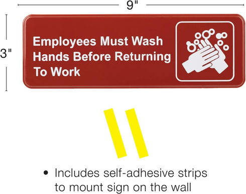 Excello Global Products Employees Must Wash Hands Before Returning to Work Sign - Pack of 3