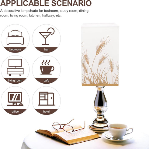Cabilock Square Cloth Lamp Shade Rustic Fabric Lampshade for Table and Floor Lamps Soft Light Cover Easy to Install