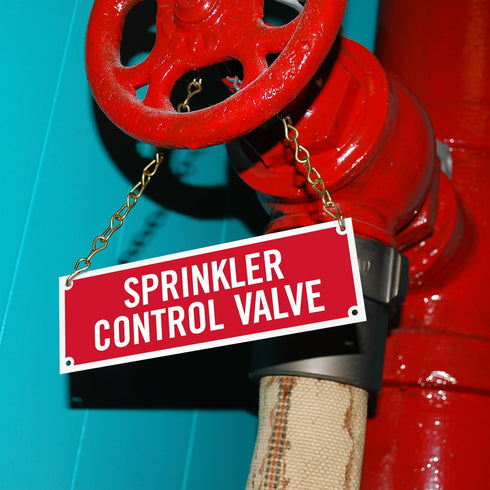 SmartSign SE-5032-ERE-REF-2x6 "Sprinkler Control Valve" Tag, 2" x 6" Engineer Grade Reflective White on Red