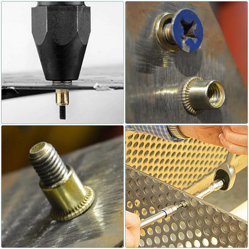 Rivet Nuts Kits, 40pcs 10-24, 40pcs 8-32, 30 pcs 1/4-20, 10 pcs 5/16"-18, Carbon Steel Flat Head Rivnut