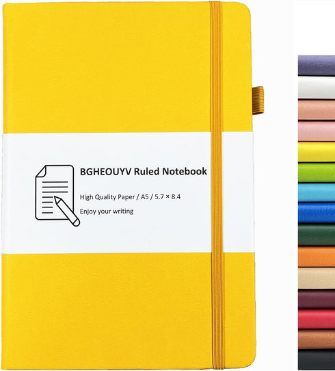 Notebook Journal - College Ruled Lined A5, 160 Pages, Hard Cover for Work Office School