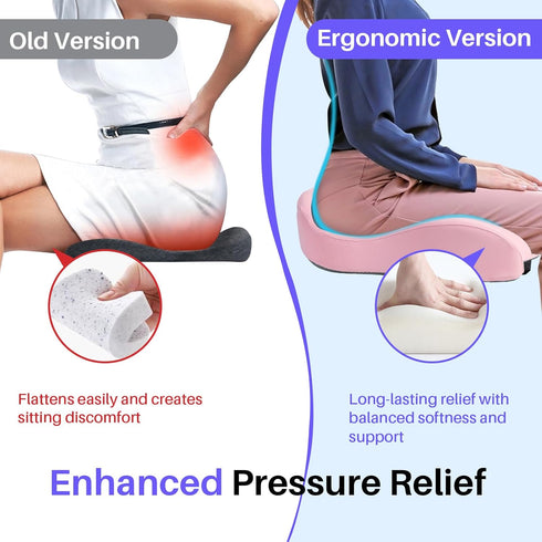 Tailbone Seat Cushion for Office Chair, Large Thick Seat Cushion for Pain Relief, Sciatica & Back Support, Memory Foam