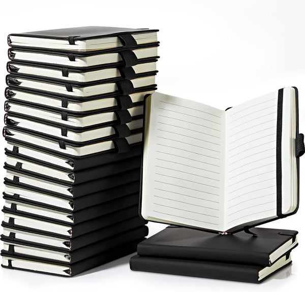 Laumoi 20 Pack Pocket Notebook Journals, 3.7" x 5.7" Hardcover Mini Notebooks with Pen Holder, A6 Lined