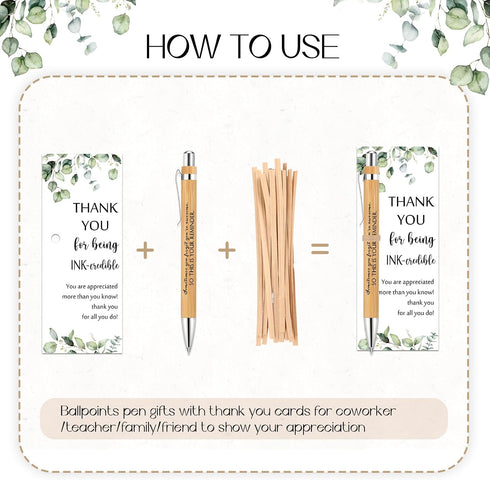 72 Sets Yeaqee Employee Appreciation Gift Bulk Thank You Inspirational Bamboo Pen with Card Graduation Appreciation