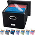 PRANDOM File Organizer Box, Set of 1 Collapsible Decorative Linen Filing Storage for Letter/Legal Size, Black