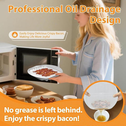 Generic Set, Bacon Cooker Plate - Non Stick Food Safe Tray, Kitchen Cooking Equipment Grease Draining Rack Tool