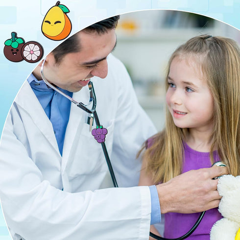 18Pcs Fruit Stethoscope Charms for Nurses - Apple Banana Fruits Stethoscopes Accessories for Nursing Students Doctors