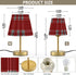 Dimmable ALAZA Table Lamp for Bedroom Nightstand Red Tartan Buffalo Plaid Checkered Bedside Lamp with USB Port Fabric