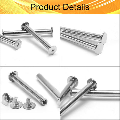 10 Sets Screw Post for 3/16"(5mm) Hole Dia, Binding Screws Female M5x45mm for Scrapbook Photo Albums