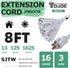 YOJOE White 8 ft Outdoor Extension Cord Multiple Outlets 3 Prong - 16/3 SJTW Waterproof Power Extension Cable