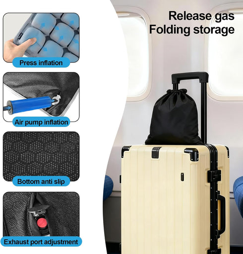 UsLikeDiy 3D Tailbone Grey Travel Seat Cushion Portable Inflatable Air Cell Seat Cushion for Long Flights, Car, Office