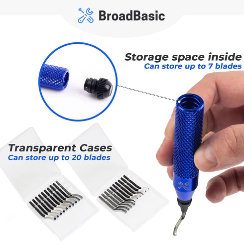 Deburring Tool Kit with 20 High-Speed-Steel Blades | Edge Burr Remove for Metal, PVC Plumbing Pipe, 3D Printing, Plastic, Copper, Resin Art