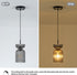 Gmrhndy E26 Glass Pendant Light, Ribbed Smoke Gray Glass Hanging Light with Adjustable Cord, Modern Pendant Light