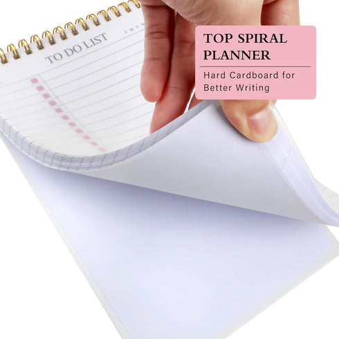 To Do List Notepad, Undated Daily Planner with Checklist, Spiral Waterproof Cover, Pink, 52 Sheets, 5.5"*8.3" A5 Size