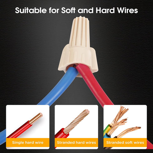 Leepenk 1000PCS Tan Wire Nuts Connectors P12, 22-10AWG Twist Wire Caps, Electrical Wire Connectors Assortment Kit