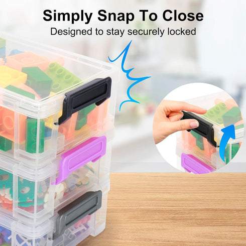 Generic Clear Plastic Pencil Box - Extra Large Stackable with Secure Lid, Hard Storage Organizer Box for Crayons