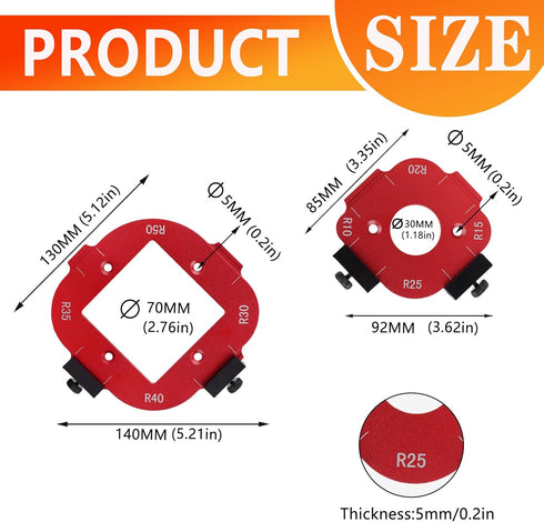 ETCYAOXIN R10/R15/R20/R25/R30/R35/R40/R50 Set 6) Router Templates and Jigs for Woodworking,Guides and Edge Guide