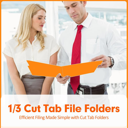 PANDRI File Folder, 120 Pack, 1/3 Cut Tab, Letter Size, Filing Folder for Office School Business, Orange