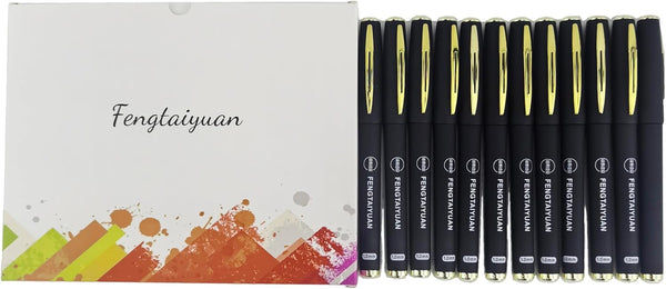 Fengtaiyuan 10P18x12 Gel Ink Roller Ball Pens, Black Ink, Bold Point 1.0mm Writing Pens, Smooth, 12 Pack