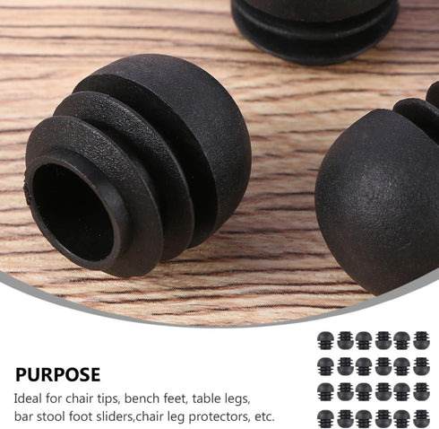 50pcs 25mm PRETYZOOM Black Round Plastic Furniture Leg Plugs Chair Glide Inserts Tubing End Caps Diameter Home Table