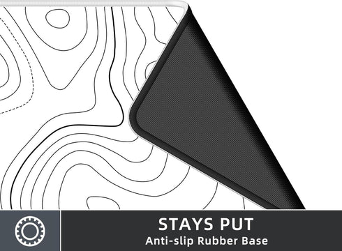 Extra Large Gaming Mouse Pad - White Topographic XXL Mousepad, Big Mouse Mat Desk Pad, Non-Slip for Gaming