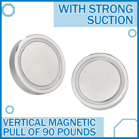 Flutesan Neodymium Round Magnet with M6 Male Thread, 90 lb or 150 lb Round Magnet with Bolt Stud for Lighting, Camera