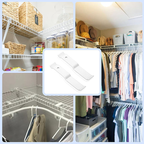 ClosetMaid Closet 2 Pack White Wire Shelf Corner Support Bracket Replacement for Shelf - Adjustable Ventilated Wire
