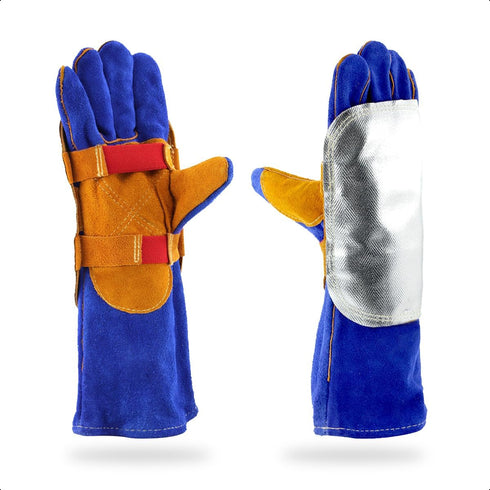 Hand Heat Shield High Temperature Pad, Split Cowhide Leather Aluminized Back Welding Gloves, Welding Heat Deflector PK-1