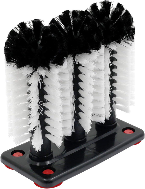 Bonsicoky Glass Washer Brush Cleaner Bristle Brush with 3 Brushe Heads &
