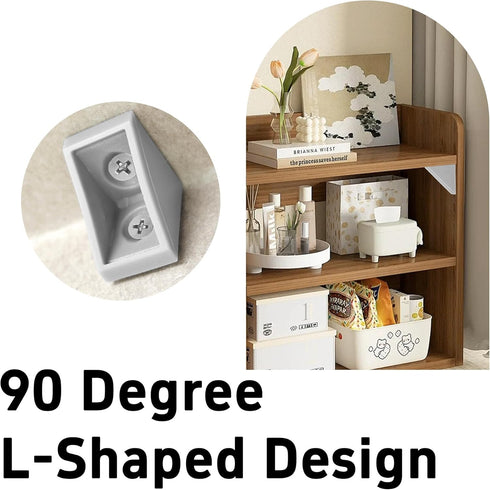 bociloy 40PCS 20x20x15mm 90 2 Plastic Corner Braces, Degree Small L-Shaped Brackets, Holes Right Angle Shelf Brackets