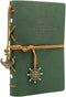EvZ Leather Writing Journal Notebook, 7 Inches Vintage Nautical Spiral Notepad, Dark Green