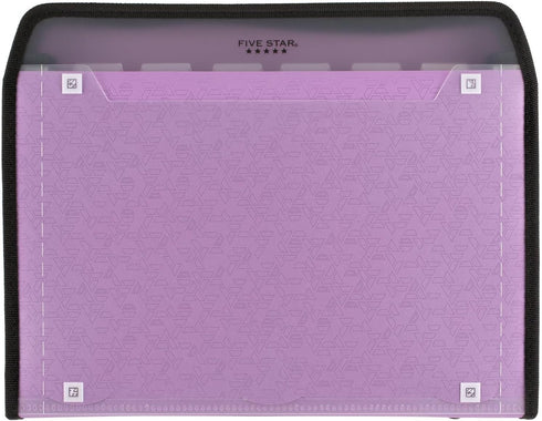 Five Star Expanding File Organizer + Study App, 7-Pocket Accordion File Organizer, Amethyst Purple, Zipper Closure,
