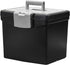Storex File Storage Box with Translucent Storage Lid, Black, 2-Pack
