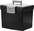 Storex Portable File Box with XL Lid, 11 x 13-1/2 x 11 Inches, Black
