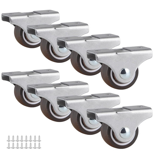 Skelang 8-Pack Rigid Caster 1" Wheels - Low Profile Fixed Caster for Trundle Bed, Cabinet, Drawer