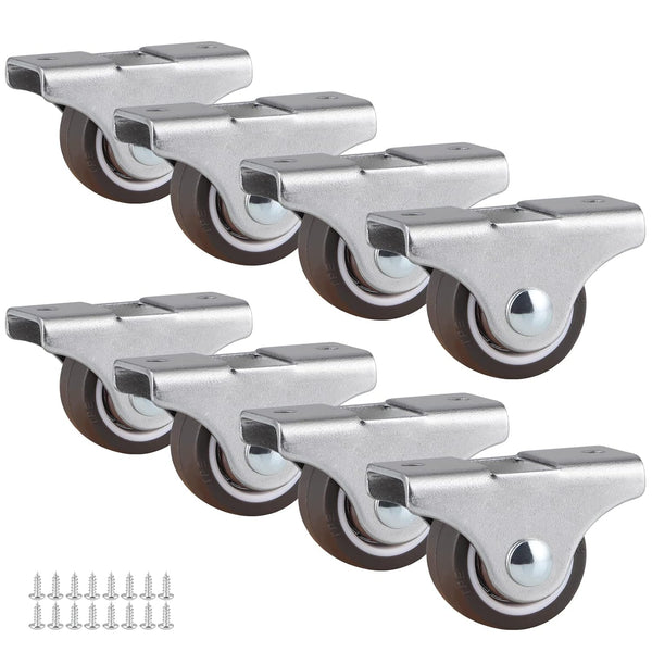 Skelang 8-Pack Rigid Caster 1" Wheels - Low Profile Fixed Caster for Trundle Bed, Cabinet, Drawer