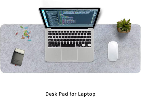 DawnTrees Felt Desk Pad, Keyboard Mat (35.5x12 Inches), Large Mouse Pad, Computer Desk Mat XL, Light Gray