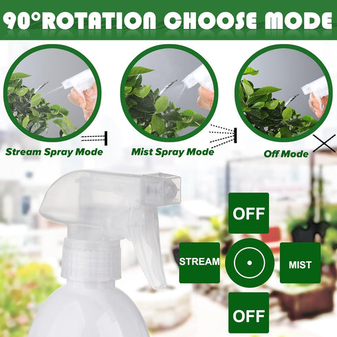 Empty Clear Plastic Spray Bottles 13.5oz/400ml, Adjustable Nozzle Mist/Stream Heavy Duty Plant Mister Spray Bottle
