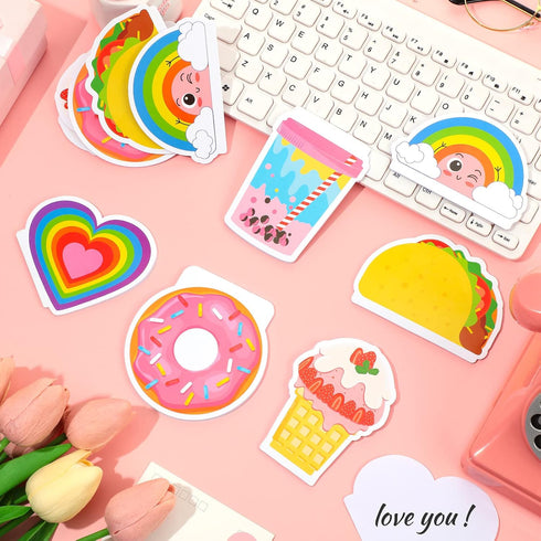 Glenmal 24 Pack Mini Cute Notebooks, Kawaii Pocket Notepads in 6 Designs for Kids School Supplies, Taco, Heart, Rainbow