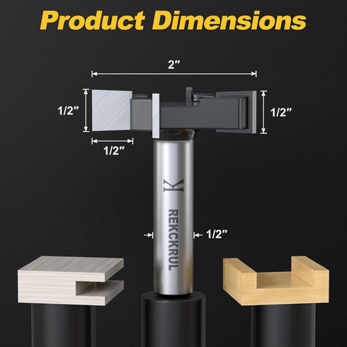 Spoilboard 1/2 Inch 2" 4-Wings, Trimming CNC Surfacing Router Bit Shank, Cutting Diameter Slab Flattening Router Bit