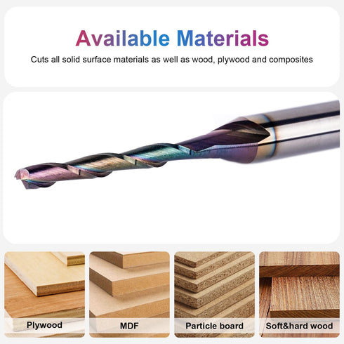 1/8 Inch 1/4 Inch 3 Inch SpeTool Upcut Spiral Router Bit Cutting Diameter Shank, Extra Long Extreme Tool Life Coated
