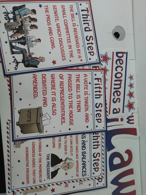 party greeting 11pcs American Bill and Law Bulletin Board Set, US Government History Decor for Middle School Classroom
