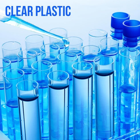 Teenitor 50 Pack Clear Plastic Test Tubes with Blue Caps - 16×100mm for Jewelry & Experiments