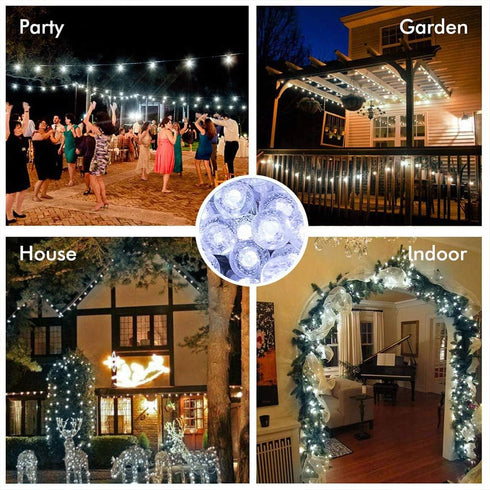 26ft 60LED Metaku Outdoor String Lights Battery Operated Fairy Lights with Remote Waterproof Indoor Outdoor Hanging