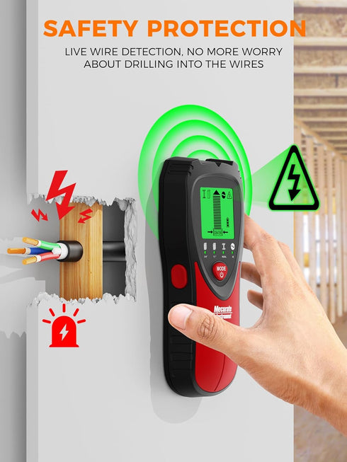 5-in-1 Mecurate Stud Finder with LCD Display, Wall Scanner for Studs, Metal, AC Wires Detection, Lightweight & Durable