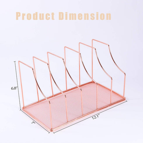 Simmer Stone File Sorter Organizer, 5 Section Magazine Holder Rack for Mail, Paper, Document, Folder, Rose Gold