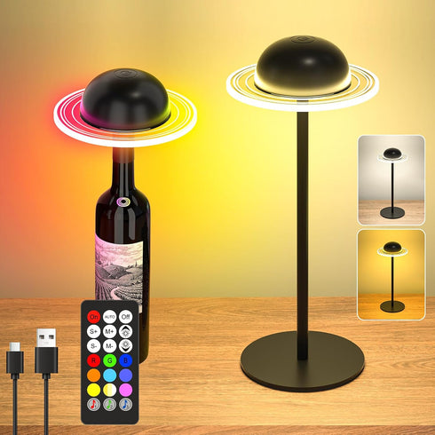 2400mAh Dimmable Cordless Table Lamp, Portable LED Desk Lamps, Rechargeable & with Remote, Dynamic Music Sync