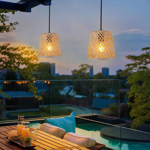 6-Hour 1 Pack pearlstar Battery Operated Hanging Lantern Indoor Outdoor Chandelier for Gazebo Boho Rattan Pendant