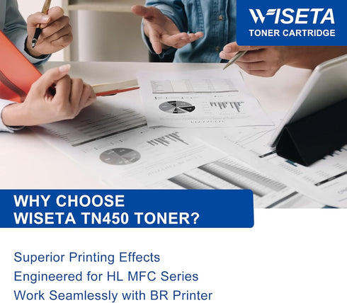 Wiseta TN450 Toner Cartridge Replacement for Brother TN450 TN420 Compatible with HL-2270DW HL-2280DW HL-2230 MFC-7360N